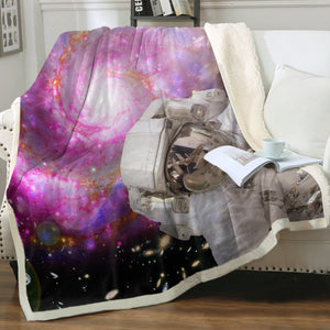 Pink Purple Galaxy Astronaut Theme SWMT4591 Fleece Blanket