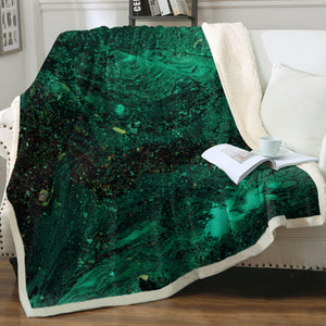 Dark Green Waves Theme SWMT4593 Fleece Blanket
