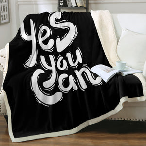 B&W Typo Yes You Can SWMT4603 Fleece Blanket