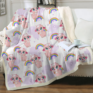 Cute Alapaca Rainbow Monogram SWMT4647 Fleece Blanket