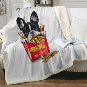 French Fries Bulldog SWMT4653 Fleece Blanket