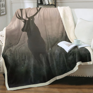 Faded Deer In Forest SWMT4654 Fleece Blanket