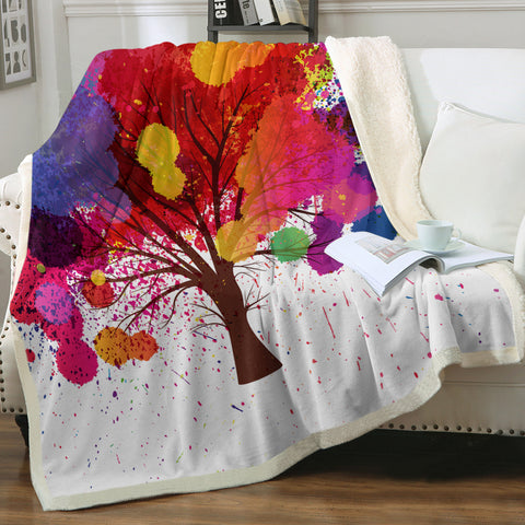 Image of Colorful Splash Big Tree SWMT4657 Fleece Blanket