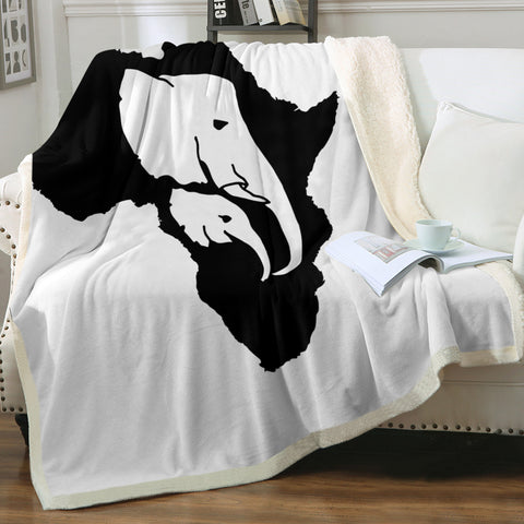 Image of B&W Elephant Sketch Icon SWMT4659 Fleece Blanket