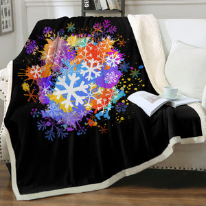 Multi Color White Snowflake SWMT4661 Fleece Blanket