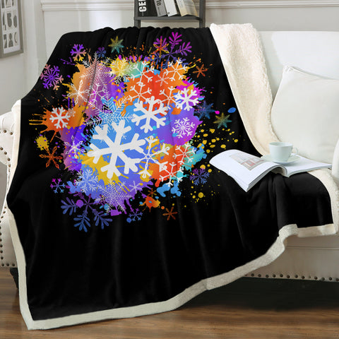 Image of Multi Color White Snowflake SWMT4661 Fleece Blanket