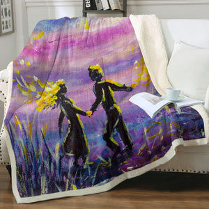 Watercolor Beautiful Love Scene Purple Theme SWMT4736 Fleece Blanket