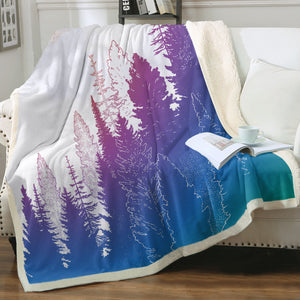 Orange Sun Gradient Purple Forest Background SWMT4748 Fleece Blanket