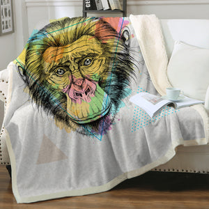 Colorful Watercolor Triangle Monkey SWMT4751 Fleece Blanket