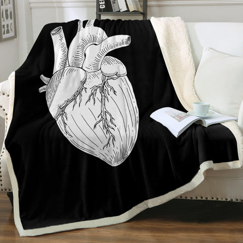 Image of B&W Heart Sketch SWMT4756 Fleece Blanket