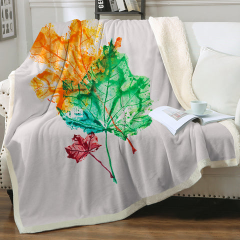 Image of Colorful Maple Leaves White Theme SWMT5148 Fleece Blanket