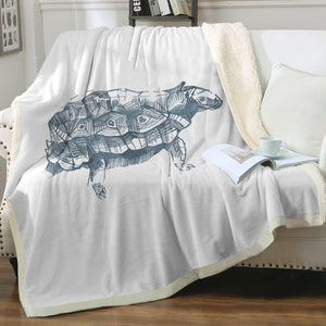 Turtle Pencil Sketch Grey Line SWMT5149 Fleece Blanket