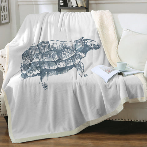 Image of Turtle Pencil Sketch Grey Line SWMT5149 Fleece Blanket