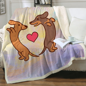 Cute Couple Dachshund Pastel Theme SWMT5154 Fleece Blanket