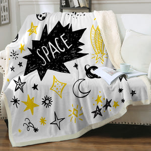 Cute Space Childen Line Sketch SWMT5155 Fleece Blanket