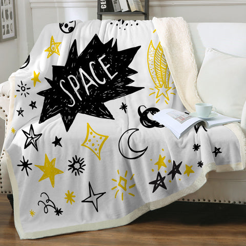 Image of Cute Space Childen Line Sketch SWMT5155 Fleece Blanket