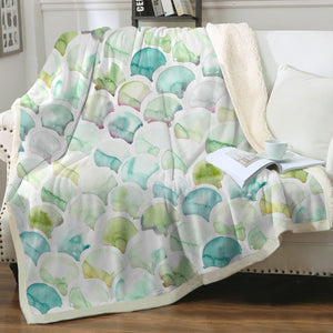 Green Blue Pastel Japanese Seamless Art SWMT5157 Fleece Blanket