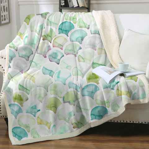 Image of Green Blue Pastel Japanese Seamless Art SWMT5157 Fleece Blanket