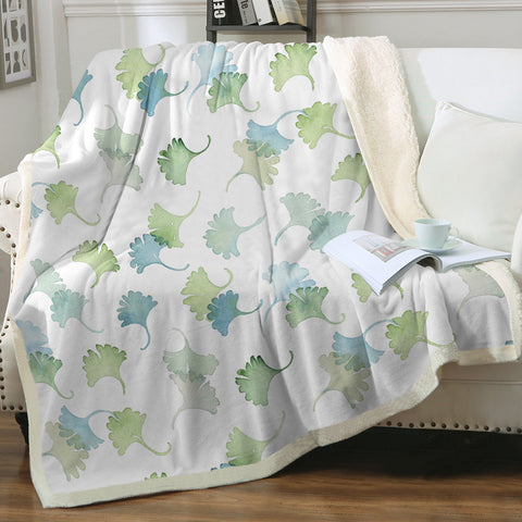 Image of Shade of Green Pastel Palm Leaves SWMT5165 Fleece Blanket