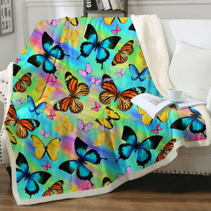 Multi Colorful Butterflies Gradient Pastel Theme SWMT5166 Fleece Blanket