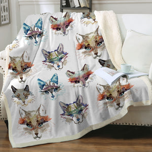 Multi Colorful Fox Watercolor SWMT5167 Fleece Blanket