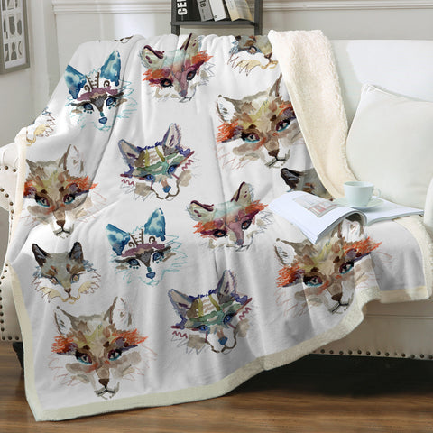 Image of Multi Colorful Fox Watercolor SWMT5167 Fleece Blanket