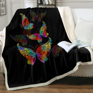 RGB Colorful Butterflies Transparent SWMT5169 Fleece Blanket