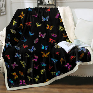 Multi Colorful Butterflies Back Theme SWMT5170 Fleece Blanket