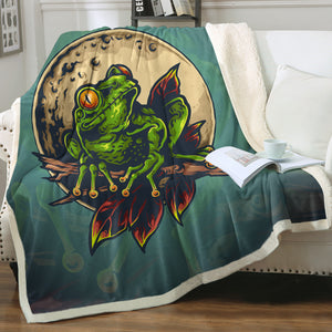 Old School Color Frog Moon Night SWMT5176 Fleece Blanket