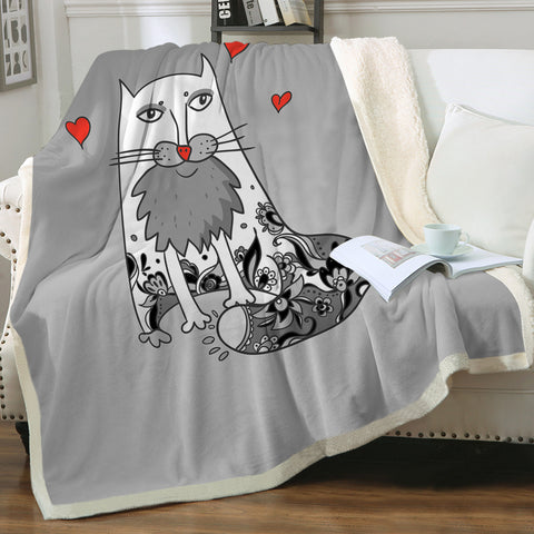 Image of Love Old Cat Grey Theme SWMT5177 Fleece Blanket