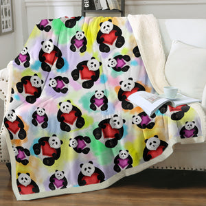 Multi Love Panda Gradient Theme SWMT5180 Fleece Blanket