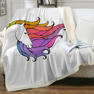 Colorful Unicorn Hair White Theme SWMT5184 Fleece Blanket