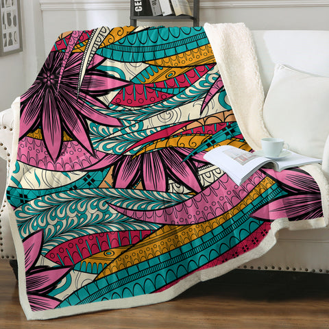 Image of Colorful Mandala Palm Leaves SWMT5190 Fleece Blanket