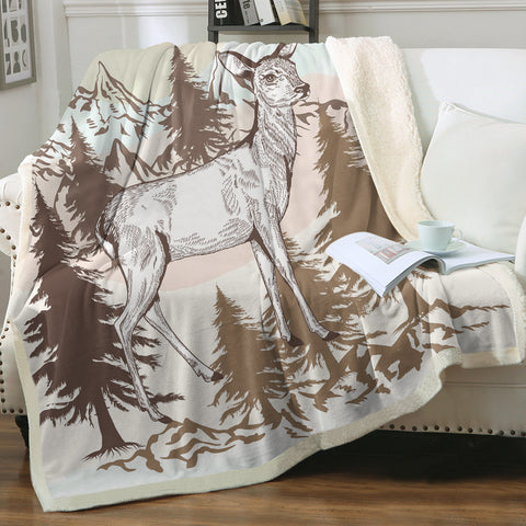 Image of Little Deer Forest Brown Theme SWMT5197 Fleece Blanket