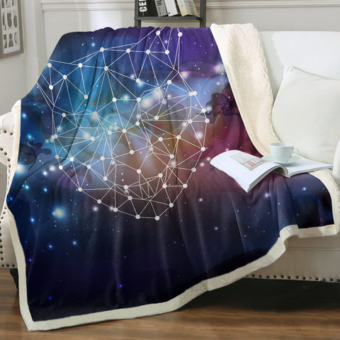 Image of Panther Geometric Line Galaxy Theme SWMT5198 Fleece Blanket