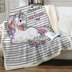 Cute Colorful Unicorn Stripes SWMT5199 Fleece Blanket