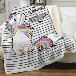 Little Colorful Unicorn Stripes SWMT5202 Fleece Blanket