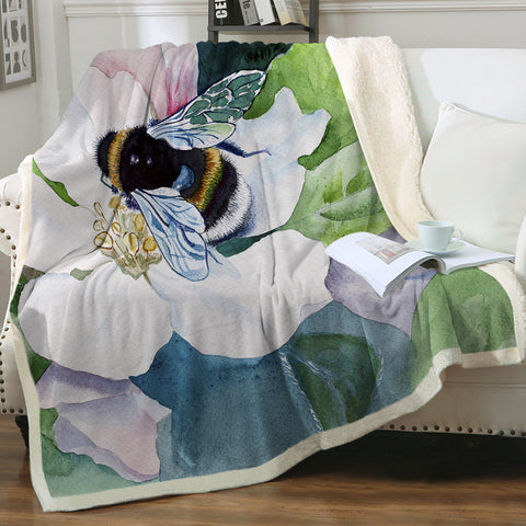 Image of Bee Sucking Flower Mites SWMT5239 Fleece Blanket