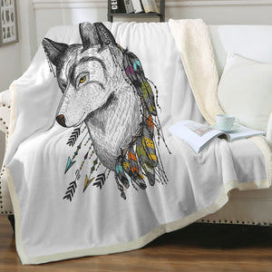 Dreamcatcher Wolf White Theme SWMT5240 Fleece Blanket