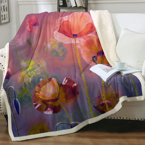 Image of Watercolor Flowers Peach Pink Theme SWMT5241 Fleece Blanket