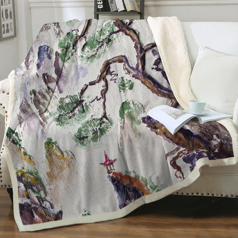 Image of Watercolor Japan Lanscape Art SWMT5244 Fleece Blanket