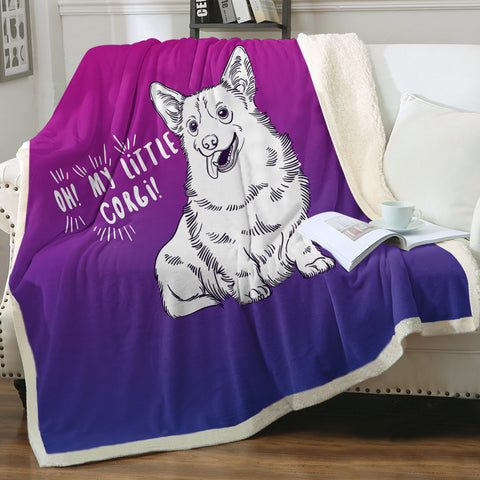 Image of Little Corgi Purple Theme SWMT5251 Fleece Blanket