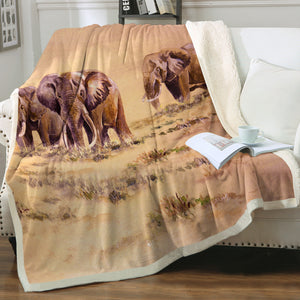 Watercolor Elephants In Desert SWMT5253 Fleece Blanket