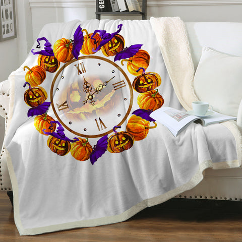 Image of Halloween Pumpskin Clock SWMT5256 Fleece Blanket