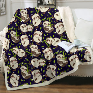 Multi Cute Panda Eating SWMT5260 Fleece Blanket