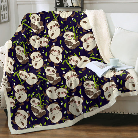 Image of Multi Cute Panda Eating SWMT5260 Fleece Blanket