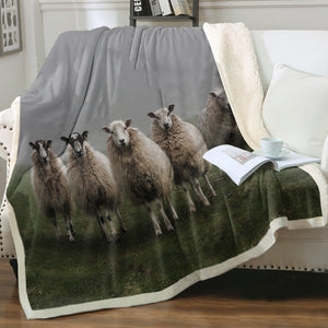 Five Standing Sheeps Dark Theme SWMT5332 Fleece Blanket