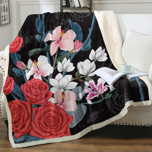 Roses Black Shadow Theme SWMT5336 Fleece Blanket