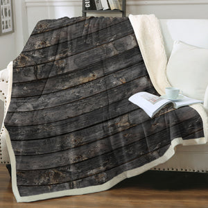 Dark Grey Desstressed Wood Pattern SWMT5339 Fleece Blanket