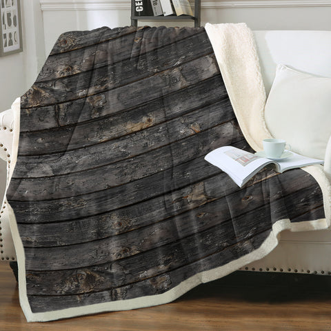 Image of Dark Grey Desstressed Wood Pattern SWMT5339 Fleece Blanket